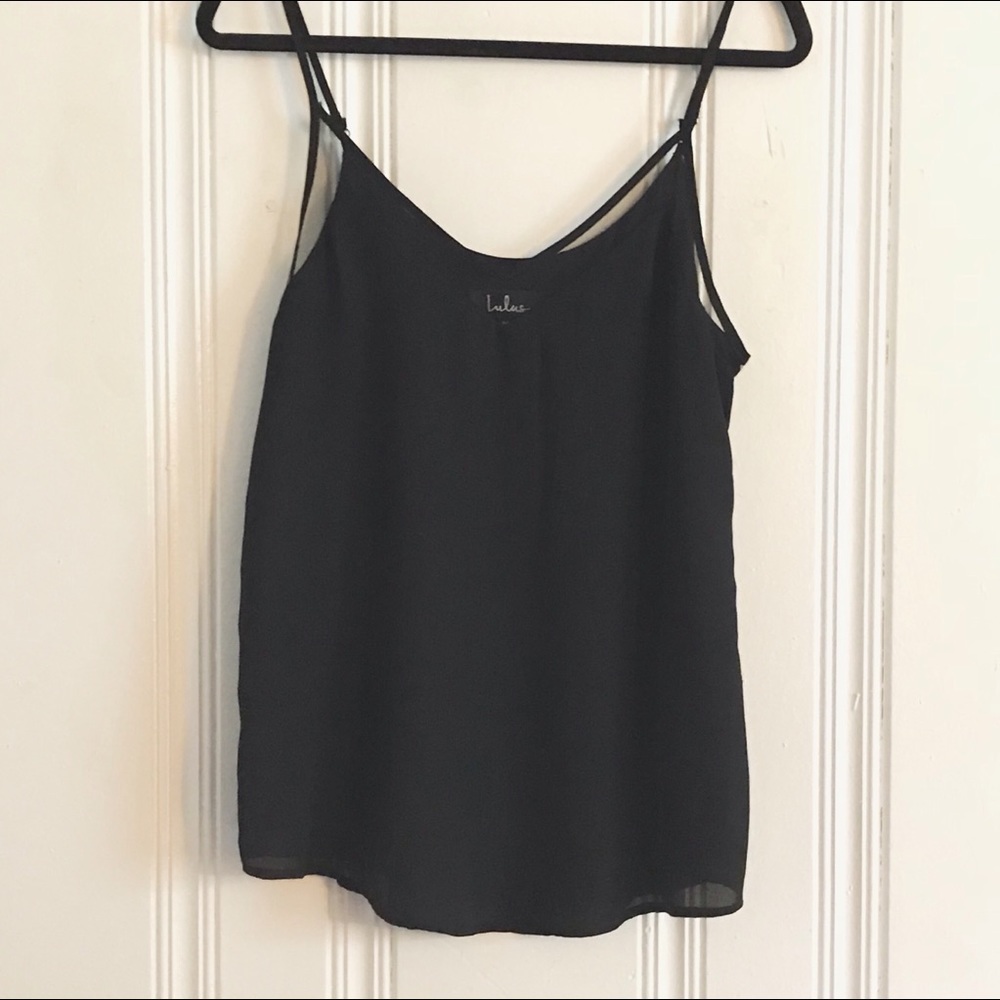 Classy black tank with fine mesh details